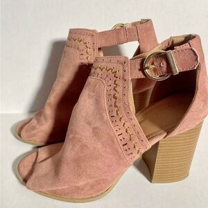 Charlotte Russe Peep Toe Buckle Booties